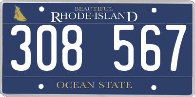 RI license plate 308567