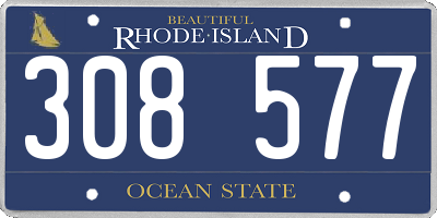 RI license plate 308577