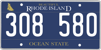 RI license plate 308580