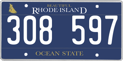 RI license plate 308597