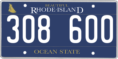 RI license plate 308600