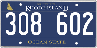 RI license plate 308602