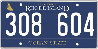 RI license plate 308604