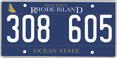 RI license plate 308605