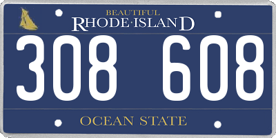 RI license plate 308608