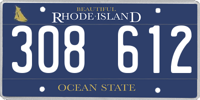 RI license plate 308612