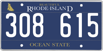 RI license plate 308615