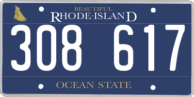 RI license plate 308617