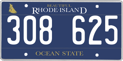 RI license plate 308625