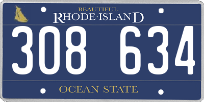 RI license plate 308634