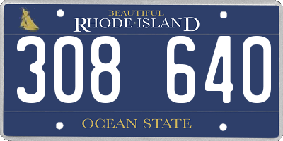 RI license plate 308640