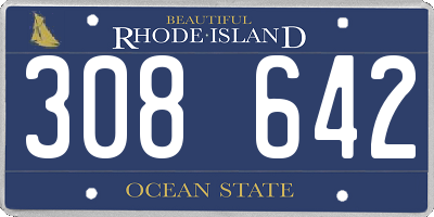 RI license plate 308642