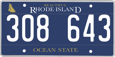 RI license plate 308643