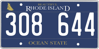 RI license plate 308644