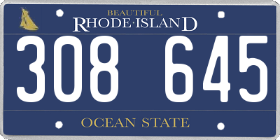 RI license plate 308645