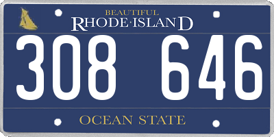 RI license plate 308646