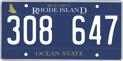 RI license plate 308647