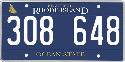 RI license plate 308648