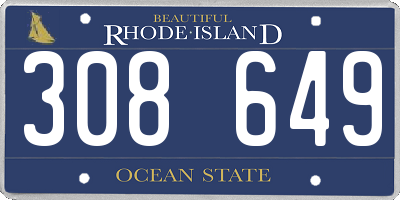RI license plate 308649
