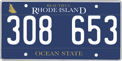 RI license plate 308653