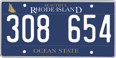 RI license plate 308654