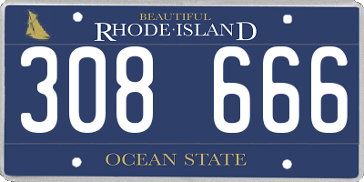 RI license plate 308666