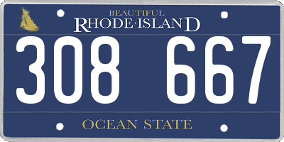 RI license plate 308667
