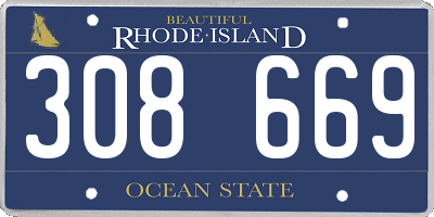 RI license plate 308669