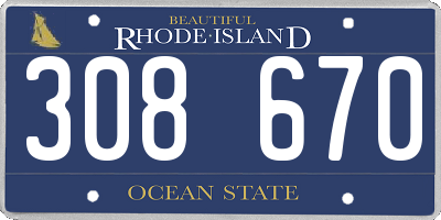RI license plate 308670