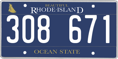 RI license plate 308671