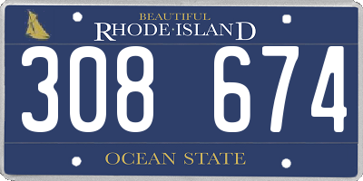RI license plate 308674