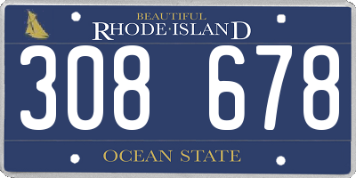 RI license plate 308678