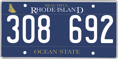 RI license plate 308692