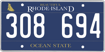 RI license plate 308694