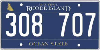 RI license plate 308707