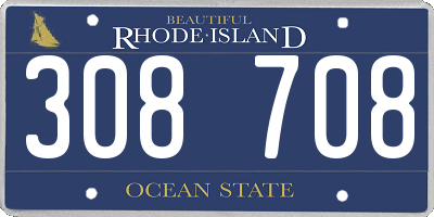 RI license plate 308708