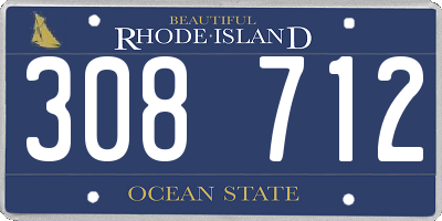 RI license plate 308712