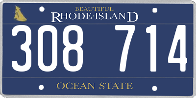 RI license plate 308714