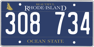 RI license plate 308734