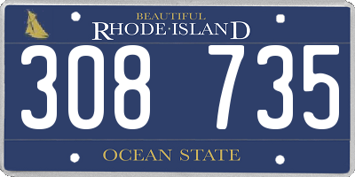 RI license plate 308735