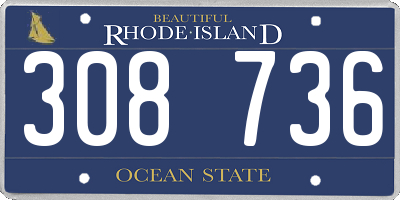 RI license plate 308736
