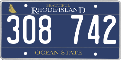 RI license plate 308742