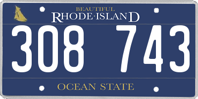RI license plate 308743