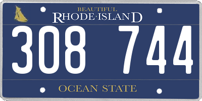 RI license plate 308744