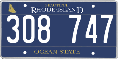 RI license plate 308747