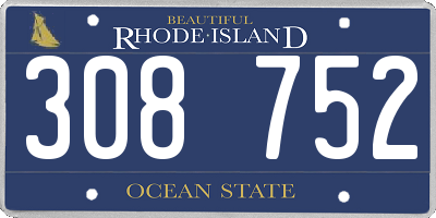RI license plate 308752