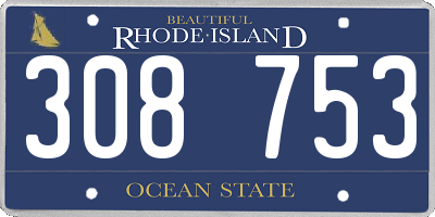 RI license plate 308753