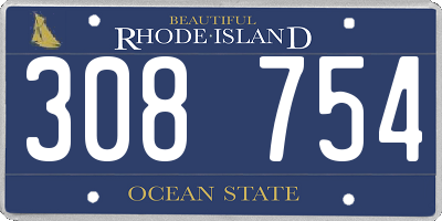 RI license plate 308754