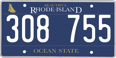 RI license plate 308755