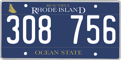 RI license plate 308756